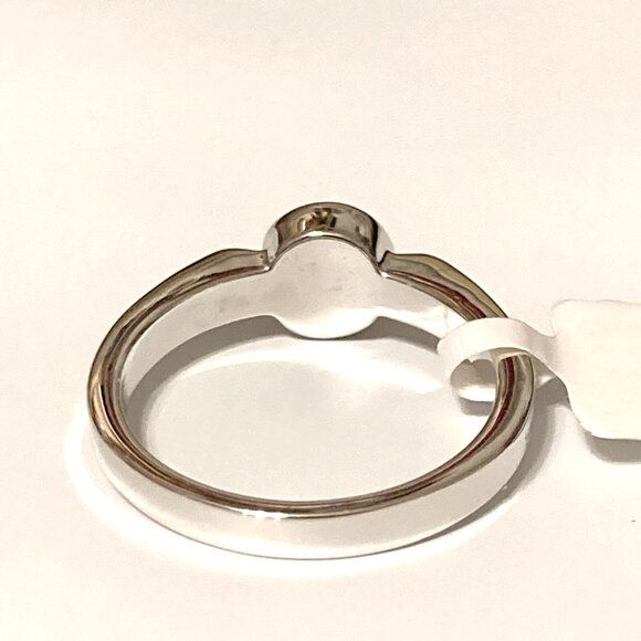 Silver Cubic Zirconia Solitaire Promise Ring Size 8 Bezel Set Rhodium Plated USA - Picture 5 of 9